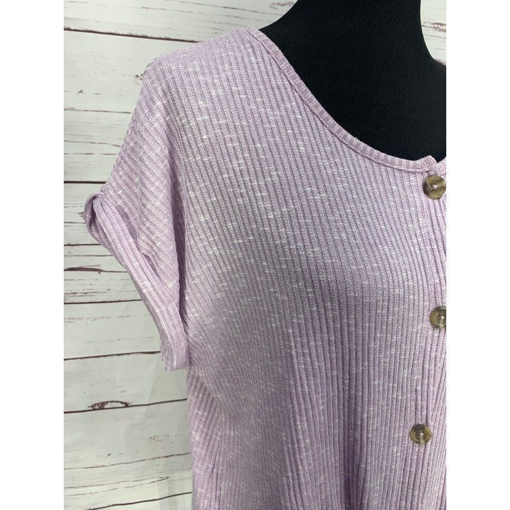 Bobbie Brooks Ladies Knot Front Button Front Lavender Size L Blouse - Picture 4 of 7